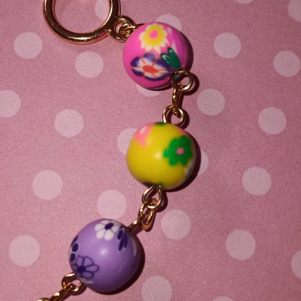 🌸HP! Colorful Floral Clay Beaded Boho Clasp  Bracelet New! - Picture 6 of 8